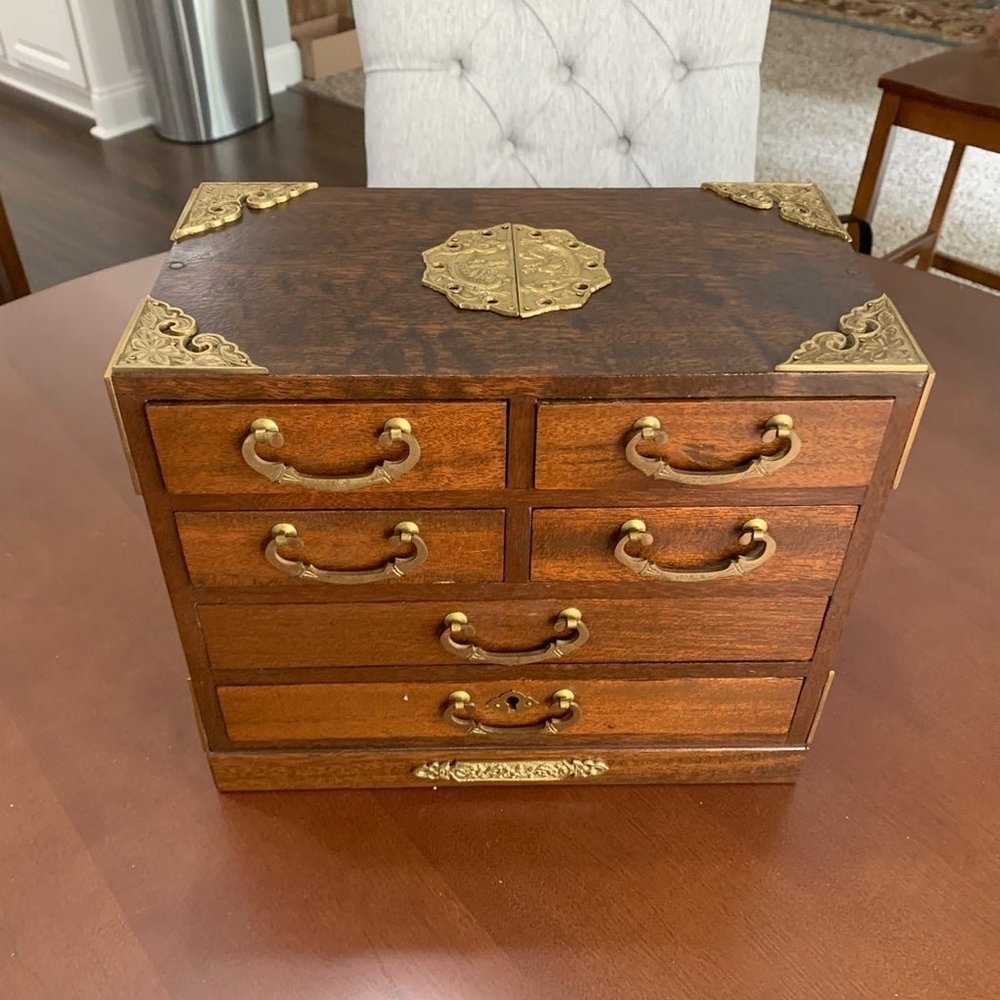 Vintage Japan Jewelry Box with Dragons